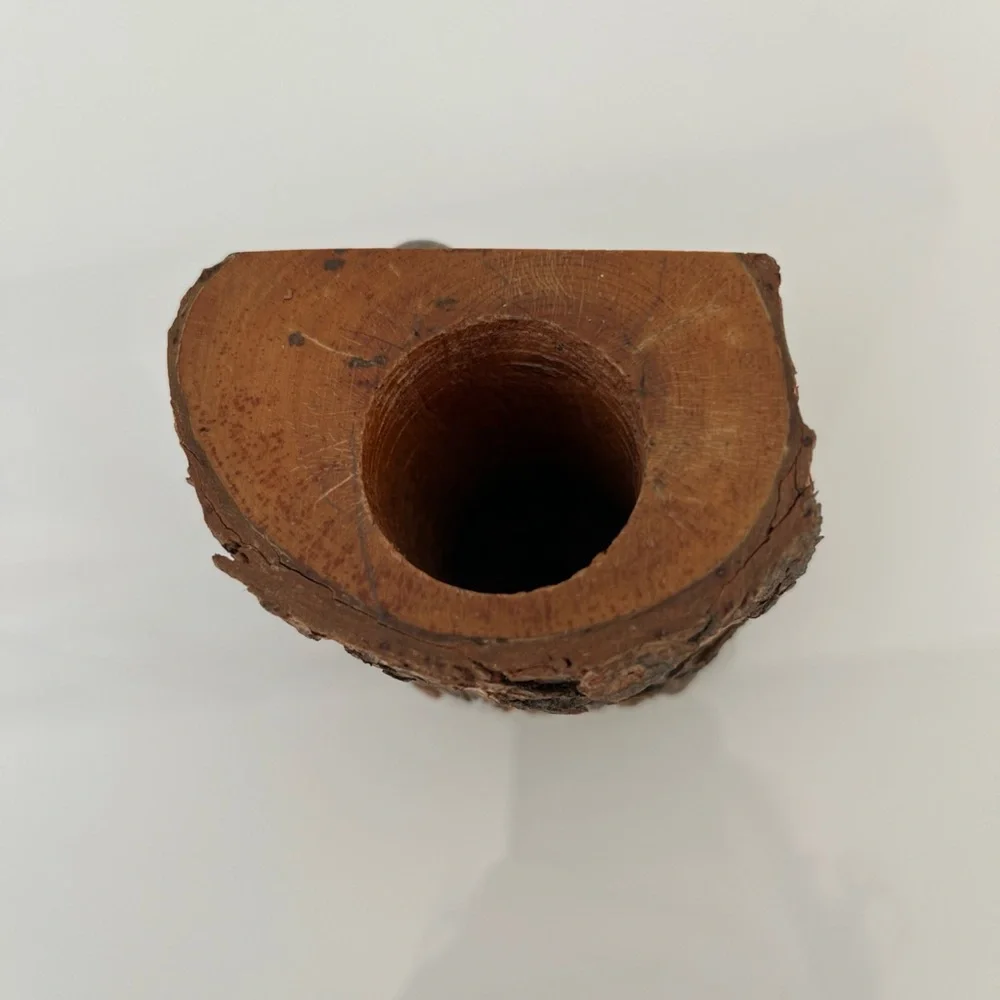Vintage Owl Tree Trunk Wood Pencil Holder With Marble Eyes Cape Cod Mass